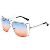 Women's Trendy Oversize Flat Top Metal Frame Sunglasses