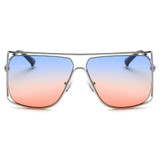 Women's Trendy Oversize Flat Top Metal Frame Sunglasses