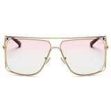 Women's Trendy Oversize Flat Top Metal Frame Sunglasses