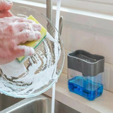 Soap Pump Dispenser with Sponge Holder Cleaning Liquid Dispenser Container Manual Press Soap Organizer Kitchen Cleaner Tool