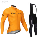 2020 STRAVA long sleeve cycling clothing set bib pants ropa ciclismo bicycle clothing MTB bike long sleeve jersey Men's clothes