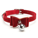 Safety Elastic  Bowtie with bell small dog cat collar safe soft velvet 6 colors pet Products dog collar pet supplier
