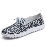 STQ Summer Women Loafers Flats Shoes Genuine Leather Flats Female Shoes Mother Loafers Casual Slip-on Walking Shoes Woman 7760