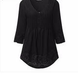 Boho Style Lace V-Neck, 3/4 Sleeve, Beautiful Design!  Sizes:  S M L XL  XXL  XXXL 4XL 5XL