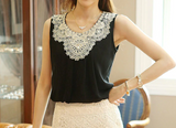 Chiffon Blend Cami With A Lace Applique Neckline - ELEGANT!  Sizes:  S  M L XL  XXL  XXXL