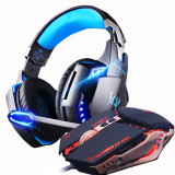 Gaming Mouse 4000 DPI + Headset Stereo Gamer Headphones with microphone Earphone Adjustable Gamer Mice Wired USB For PC Mice Set
