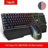 HAVIT Gaming Mechanical Keyboard 104 Keys RGB Light Blue / Red Switch