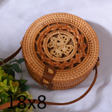Women's Woven Rattan Straw Shoulder Bag