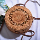Women's Woven Rattan Straw Shoulder Bag