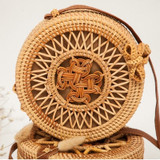 Women's Woven Rattan Straw Shoulder Bag