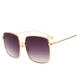 RBRARE 2019 New Metal Square Flat Mirror Sunglasses Women Round Face Lady Sun Glasses Vintage Big Frame Female Sunglasses