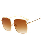 RBRARE 2019 New Metal Square Flat Mirror Sunglasses Women Round Face Lady Sun Glasses Vintage Big Frame Female Sunglasses