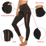 Sport Yoga High Waist Mesh  Leggings with Pockets