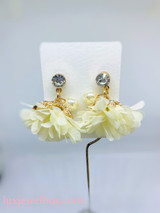 White Flower Drop Lux Earrings