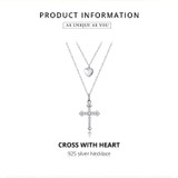 S925 Cross and Heart Multilayer Lux Necklace