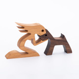 A woman with a dog whipped wood sculpture wood handmade bbdw02