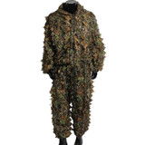 Hunting Ghillie Suit 3D Camo Bionic Leaf Linen Hunting Clothes Camouflage Jungle Woodland Birdwatching Poncho Hunting Clothing