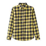 Women Fashion Casual Lapel Plaid Checks Flannel Long Sleeve Tops