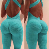 New Texture  Push Up Fitness Rompers Womens Jumpsuit