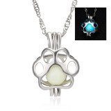 Glow In The Dark Necklace Metal Cat paw Necklace