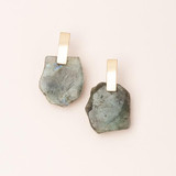 Stone Slice Earring Labradorite Gold