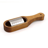 Stainless Steel Cheese Grater with Removable Acacia Wood Collector