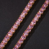 Pink Iced Cubic Zirconia Tennis Chain 4mm