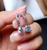 Real Moissanite Drop Earrings