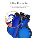Portable 2 in 1 Pet Food & Water Container with Folding Silicone Bowls