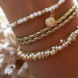Imitation Pearl Shell Star Beads Trendy Ankle Bracelet