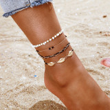 Imitation Pearl Shell Star Beads Trendy Ankle Bracelet