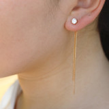 Silver Plated Dangle Hanging Gem Stone Rhinestone  Earrings