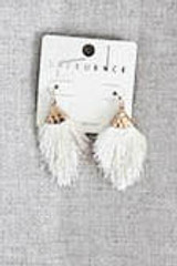 341 Off white - Feather / Gold Earrings