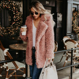 445 Pink - Lux Alpaca Faux Fur Trench Coat - Notch Collar
