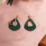 Round Geometric Drop Earrings