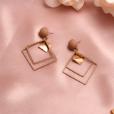 Round Geometric Drop Earrings