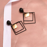 Round Geometric Drop Earrings