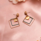 Round Geometric Drop Earrings