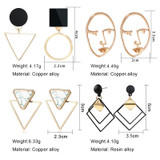 Round Geometric Drop Earrings