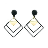 Round Geometric Drop Earrings