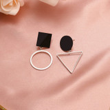 Round Geometric Drop Earrings