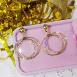 Round Geometric Drop Earrings