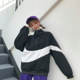 Women's Pullover Tops Hoodies Zipper Loose Long Sleeve Sweatshirts  Workout Tops