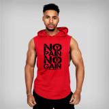 Brand Gyms Clothing Men's Hooded Tank Top Cotton Sleeveless Workout Sportswear