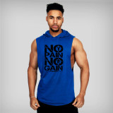 Brand Gyms Clothing Men's Hooded Tank Top Cotton Sleeveless Workout Sportswear