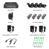 Hiseeu Home Security Camera System Video Surveillance Kit CCTV 4CH 720P (4Pcs) Outdoor AHD