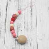 Neutral color baby Pacifier Clip Holder with beech Elephant Shaped Pendant Dummy holder Crochet beads baby gift NT132