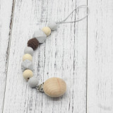 Neutral color baby Pacifier Clip Holder with beech Elephant Shaped Pendant Dummy holder Crochet beads baby gift NT132