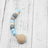 Neutral color baby Pacifier Clip Holder with beech Elephant Shaped Pendant Dummy holder Crochet beads baby gift NT132