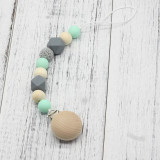 Neutral color baby Pacifier Clip Holder with beech Elephant Shaped Pendant Dummy holder Crochet beads baby gift NT132